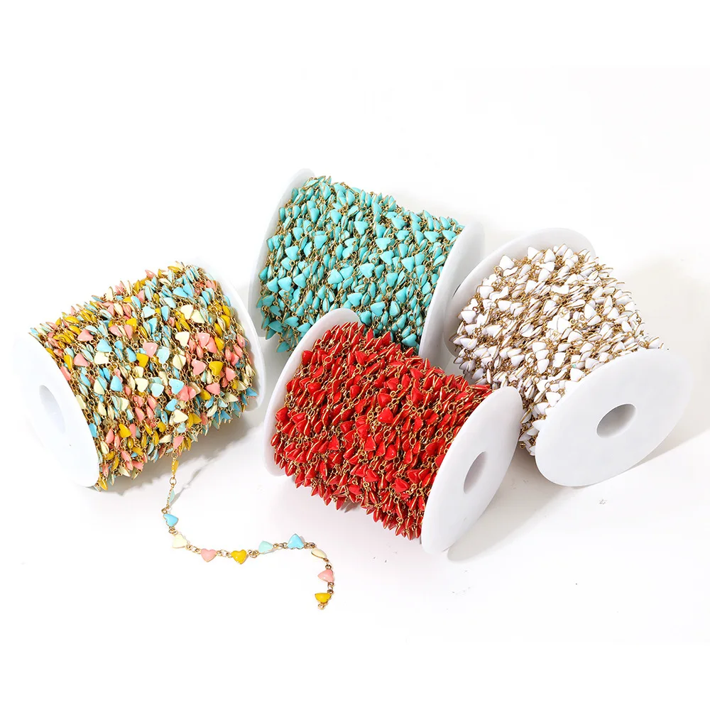 Vintage Stainless Steel Jewelry Enamel Heart Handmade Chain for Women Necklace Bracelet Making