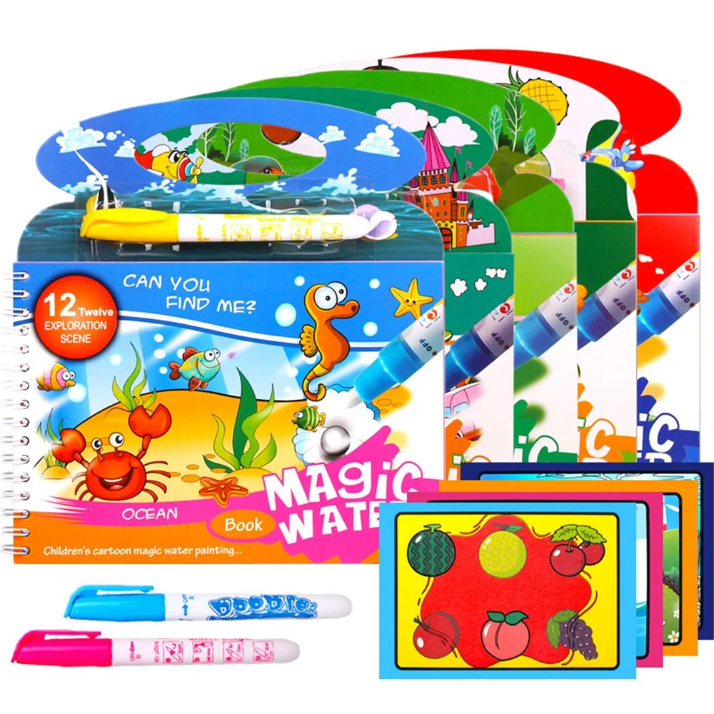 

Magical Book Water Drawing Montessori Toys Reusable Coloring Book Magic Water Drawing Book Sensory Early Education Toys