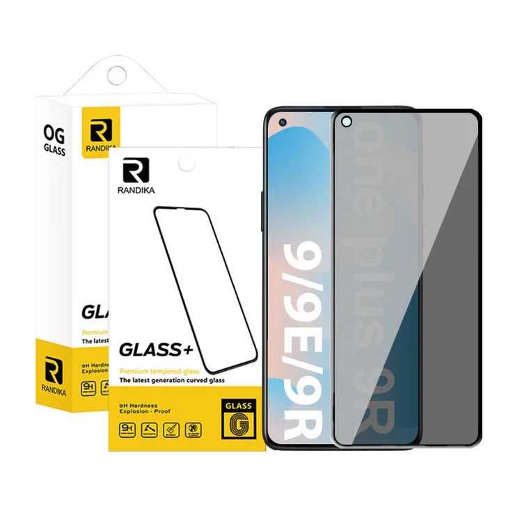 

RANDIKA ante spy privacy mobile tempered glass screen protector cover for oneplus 9 9E 9R 8T 7 6 6T 5 5T one plus nord 5G nord2, Black