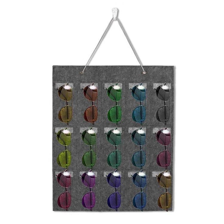 

16 Slots Glasses Storage Wall Pocket Display Hanging on Door Eyewear Display Sunglasses Organizer Storage bag, Customized color
