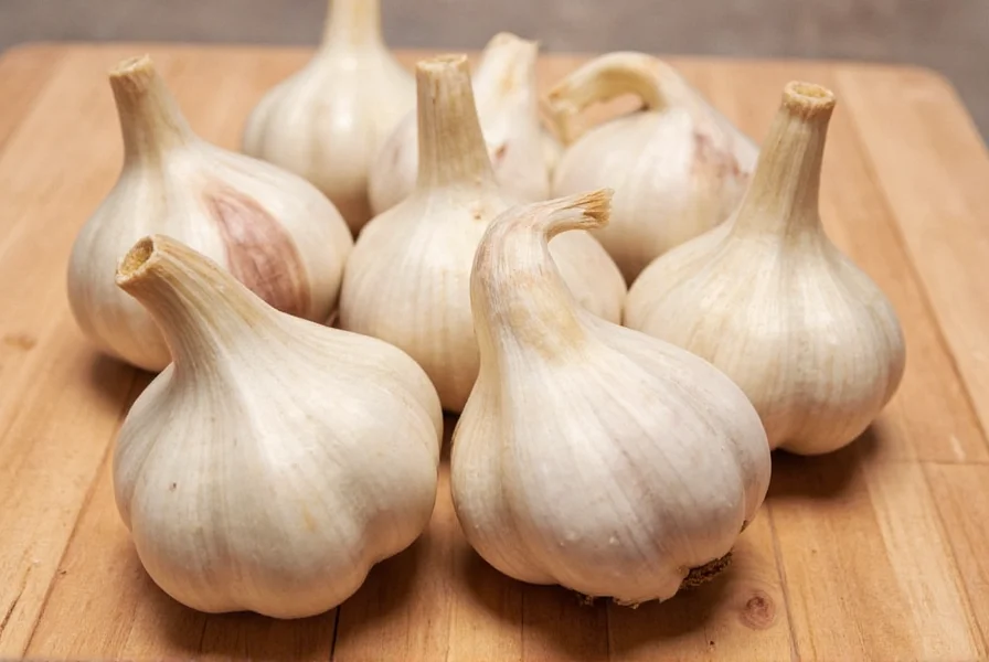 Close-up view of individual garlic cloves separated from bulb