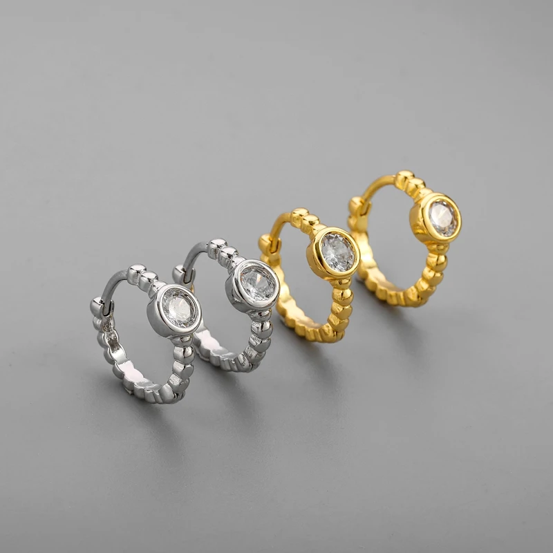 

ENSHIR Cheap Jewelry High-Quality Zircon Charm Huggie Hoop Earring Mini Hoop Dainty Baguette Earrings, As picture