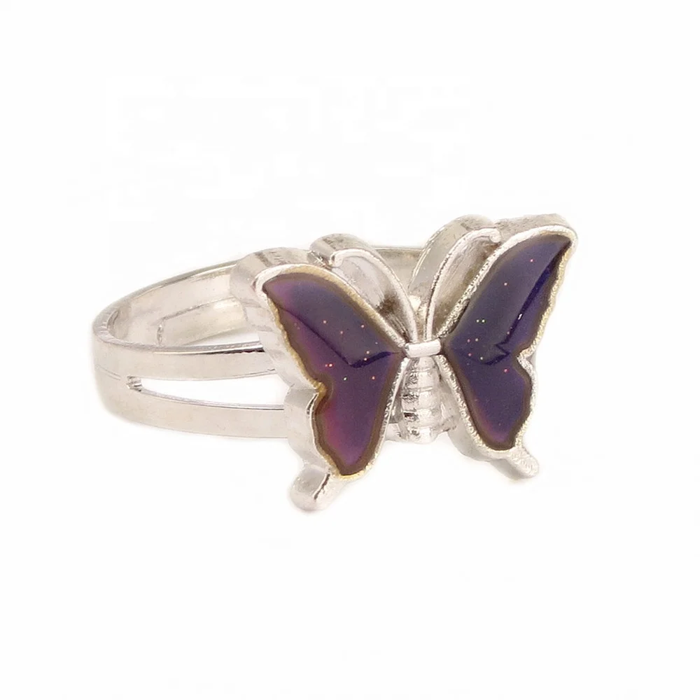 

Personality Temperature Color Butterfly Opening Adjustment Ring, Silver color