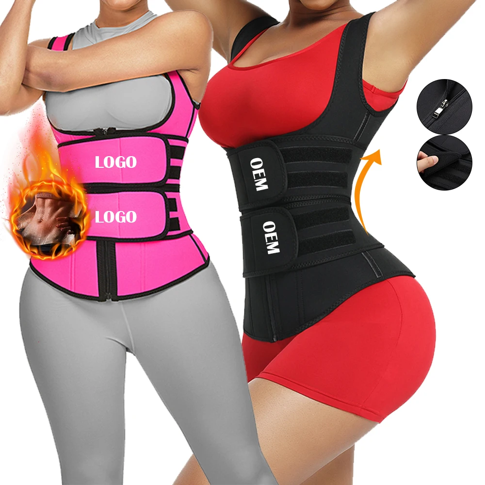 

Wholesale Women Neoprene Shaper Solid Color Jogging Wear Double Waist Trainer Belt Vest, Black