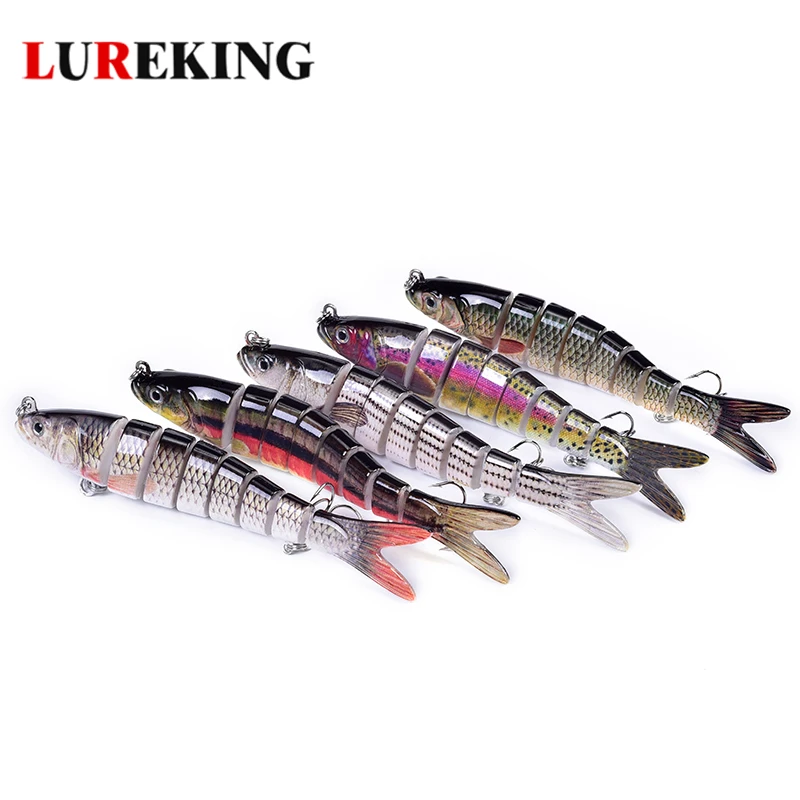 

New artificial plastic multi jointed fishing lure 8 section trout swimbait pike bait