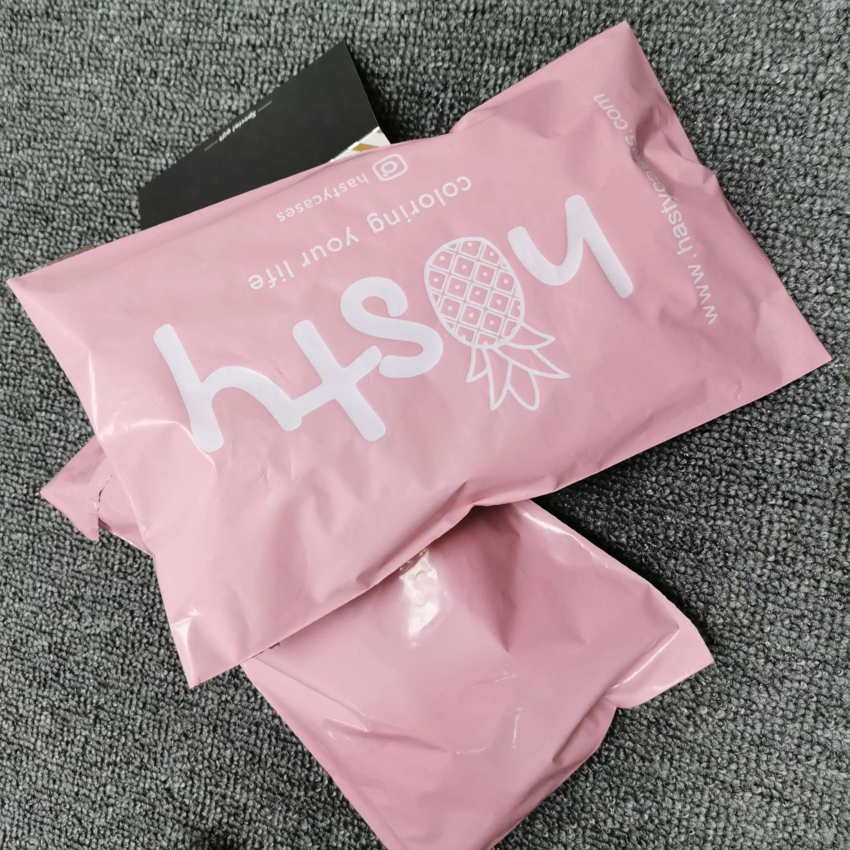 

Custom pink shiny color plastic mailing bag compostable mailing bags printing envelope package polymailer