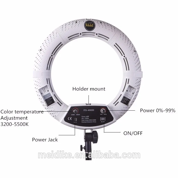 LED Ring Light FS-480II with Phone Camera Holder Stepless DimmingTripod Stand