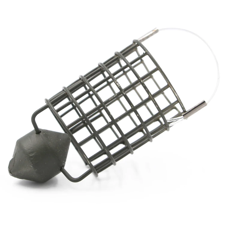 

hot sale carp fishing basket bait feeder stainless and lead bait trap cage method feeder, Silver