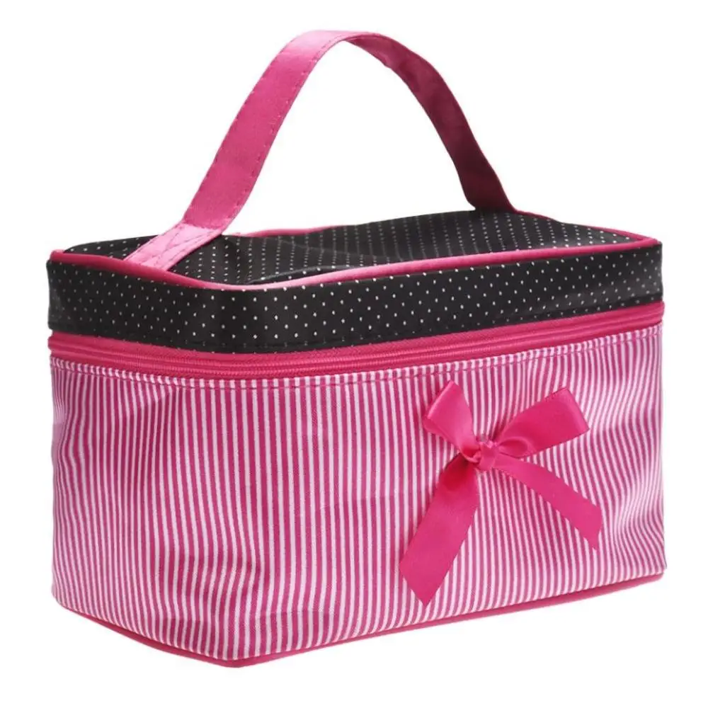 

Lightweight Stripe Portable Large Travel Cosmetic Bag Makeup Case Organizer Storage