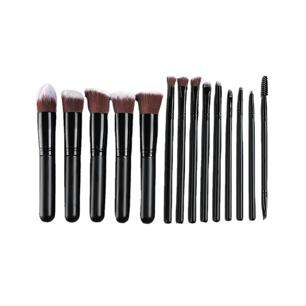 

14 cosmetic brush set tool texture all black cosmetic brush