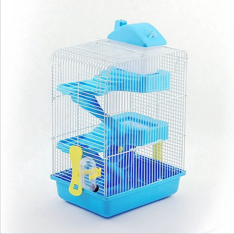 

Pet Small Animal Cage For Hamster, Three Tier Luxury Tunnel Hamster Cage, Brown, blue, pink, green, yellow