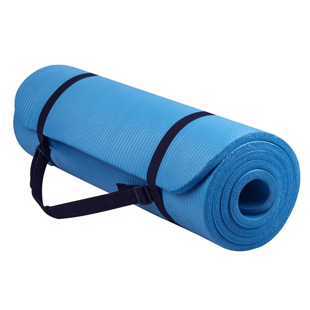 

Wholesale High Quality Fitness Accessories Extra Thick High Density Anti-Tear Exercise Yoga Mat With Carrying Strap, Blue