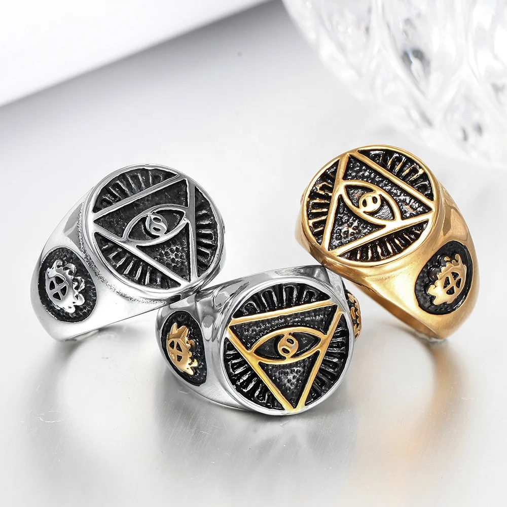 

Personalized Ring Fashion Stainless Steel Rings Jewelry lucky eyes symbol masonic rings, Gold /silver /mixed color