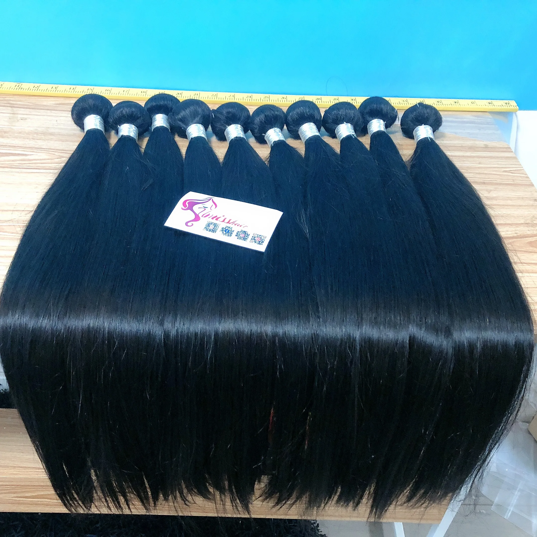 

32 34 36 38 40 Inch Raw Indian Hair Weave , Peruvian 100% Human Hair Extensions, Brazilian Double Weft Hair Bundles With Closure