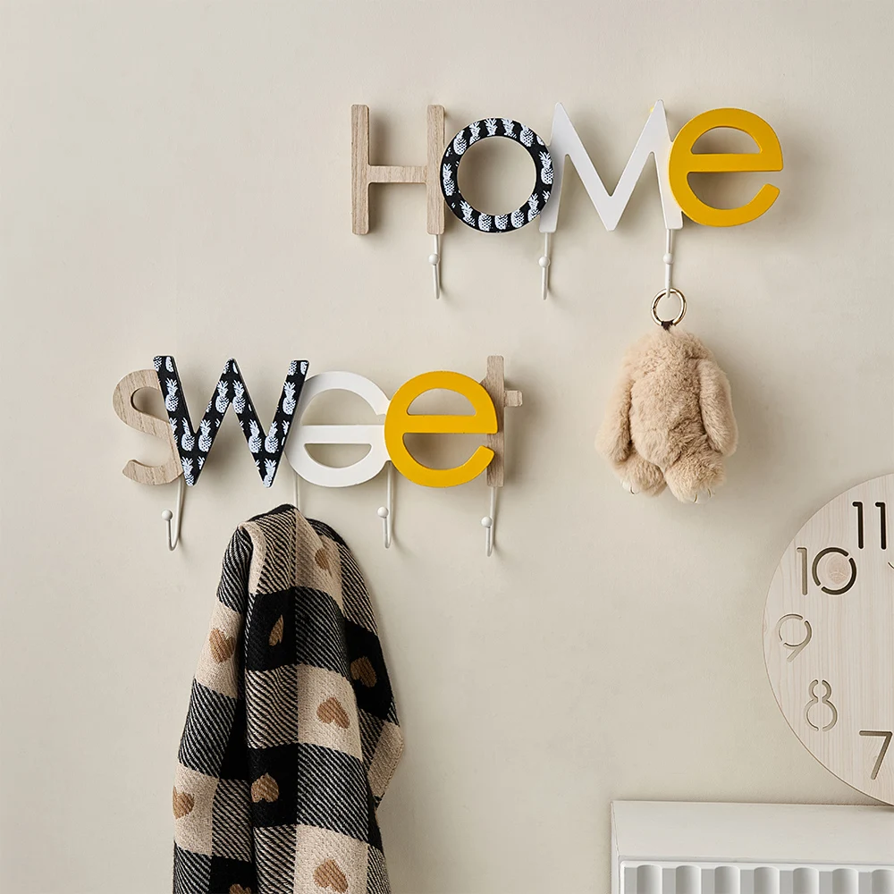 

Wall Modern Decor Wall Hanging Key Holder Toilet Decor Wooden Letter Hook