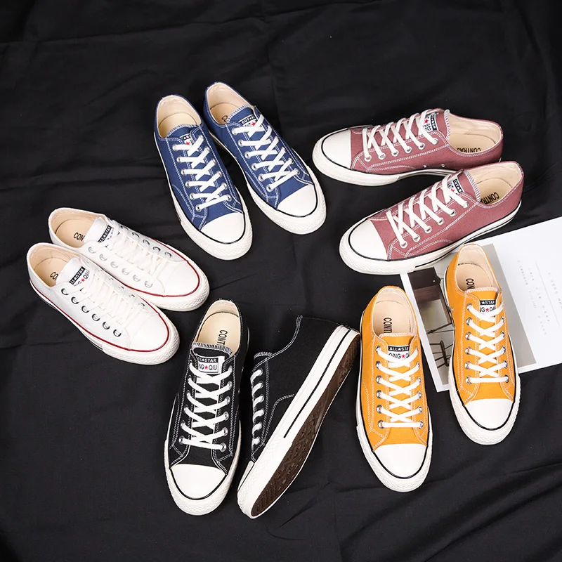 

Wholesale casual round head rubber flat bottom fancy color colorful new trend all-star canvas shoes sneakers