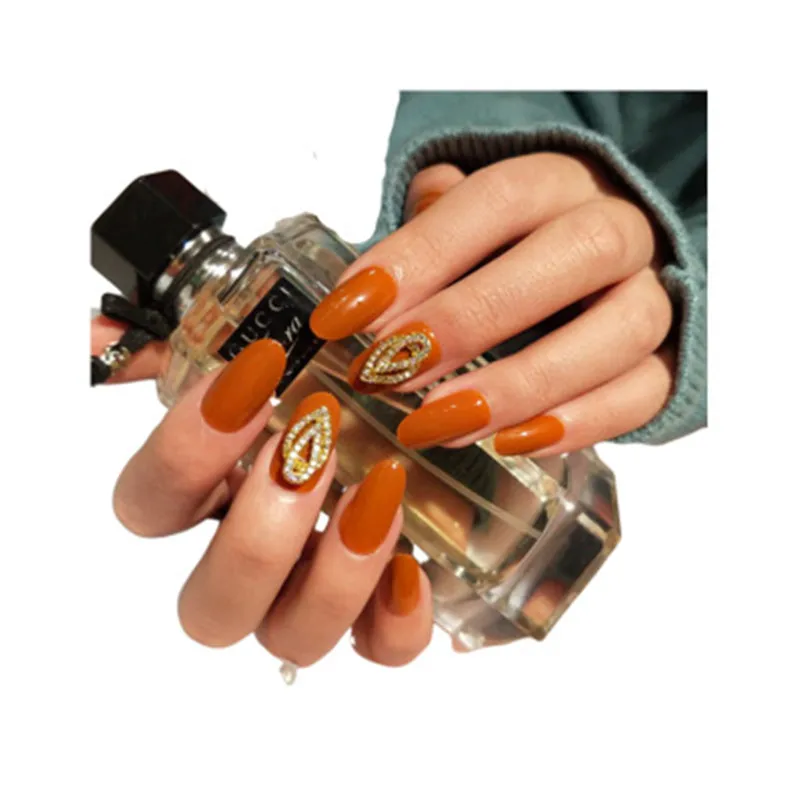 

Women nail art glue fashion high quality hot sale long style fingernail nails with glue, Colorful