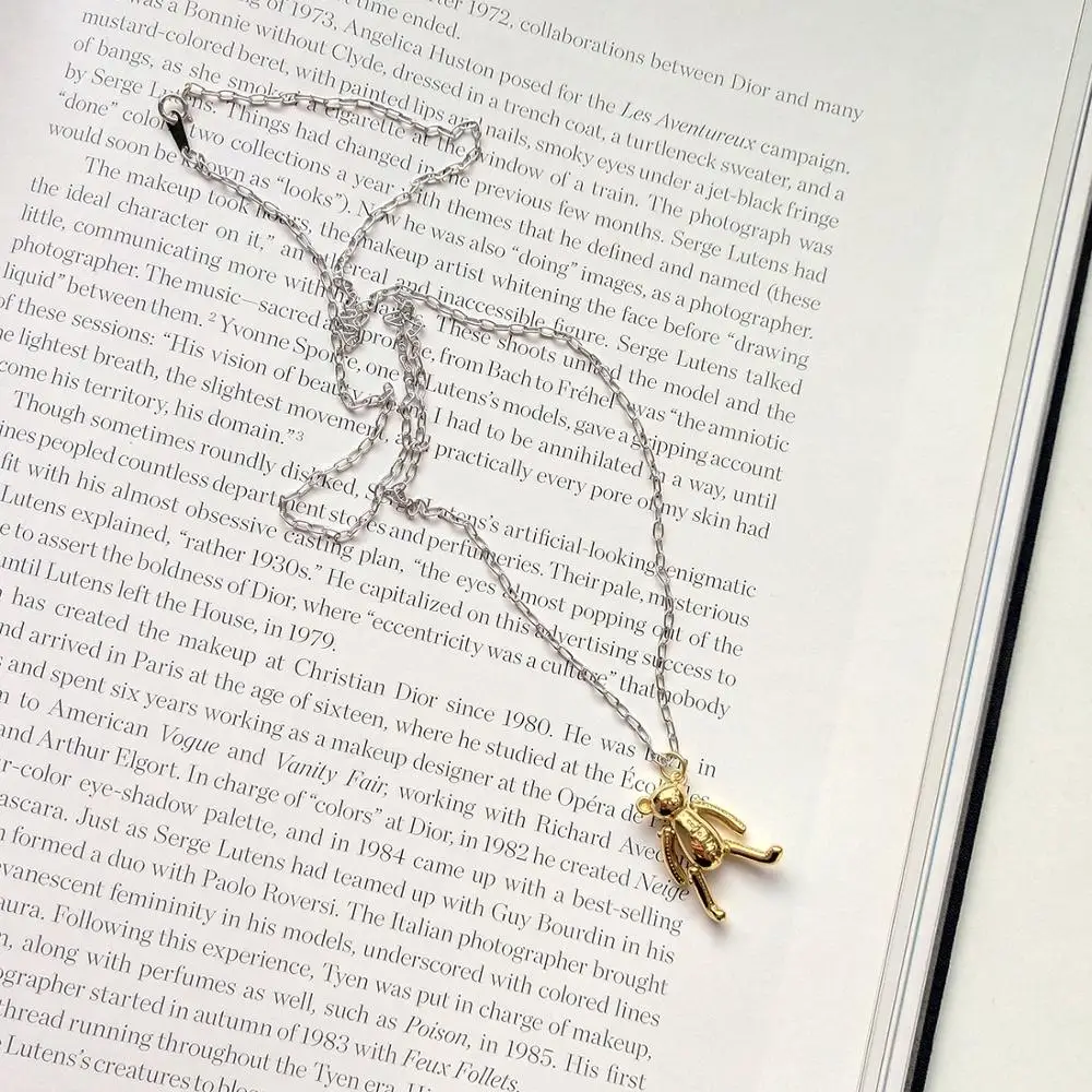 

Korean Vintage S925 Silver Fashion Cute Little Bear Pendant Necklace