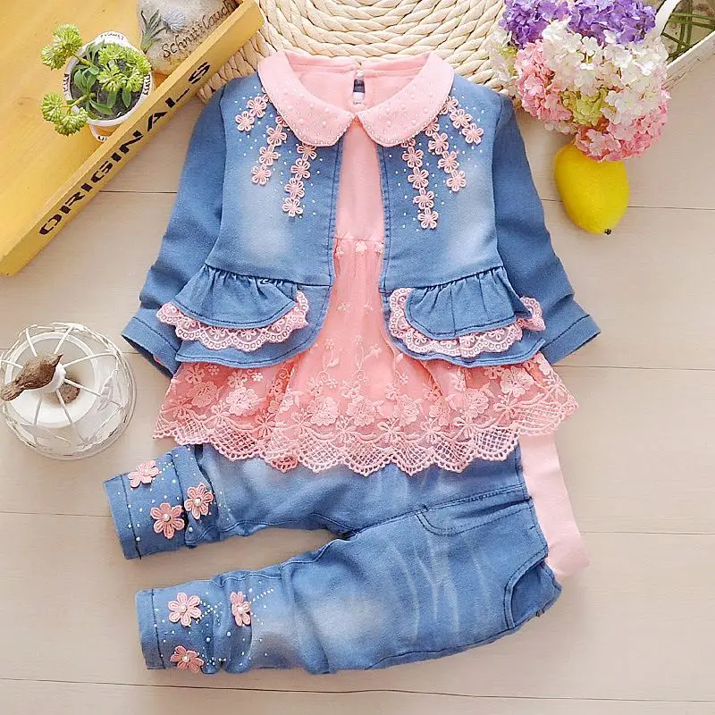 

Spring Baby Girl Clothes sets 3pcs clothing outfit for kids Girls