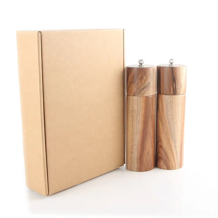

Ready to ship solid wood body pepper mill, wooden salt and pepper mill with ceramic grinder set, Natural