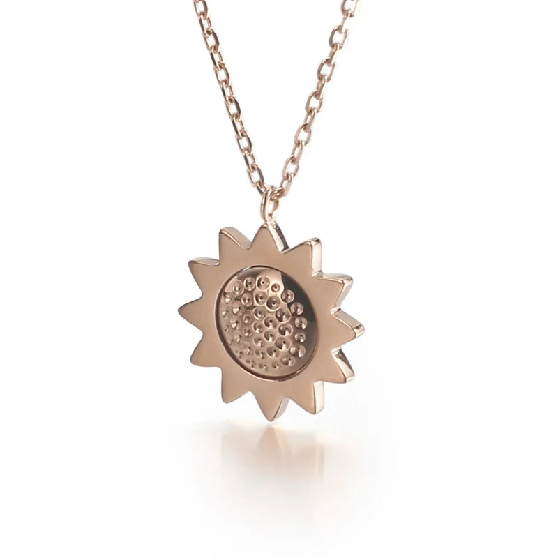 

Fashion Party Trendy Stainless Steel Necklace Adjustable Sunflower Pendant Flower Necklace, Gold/rose gold