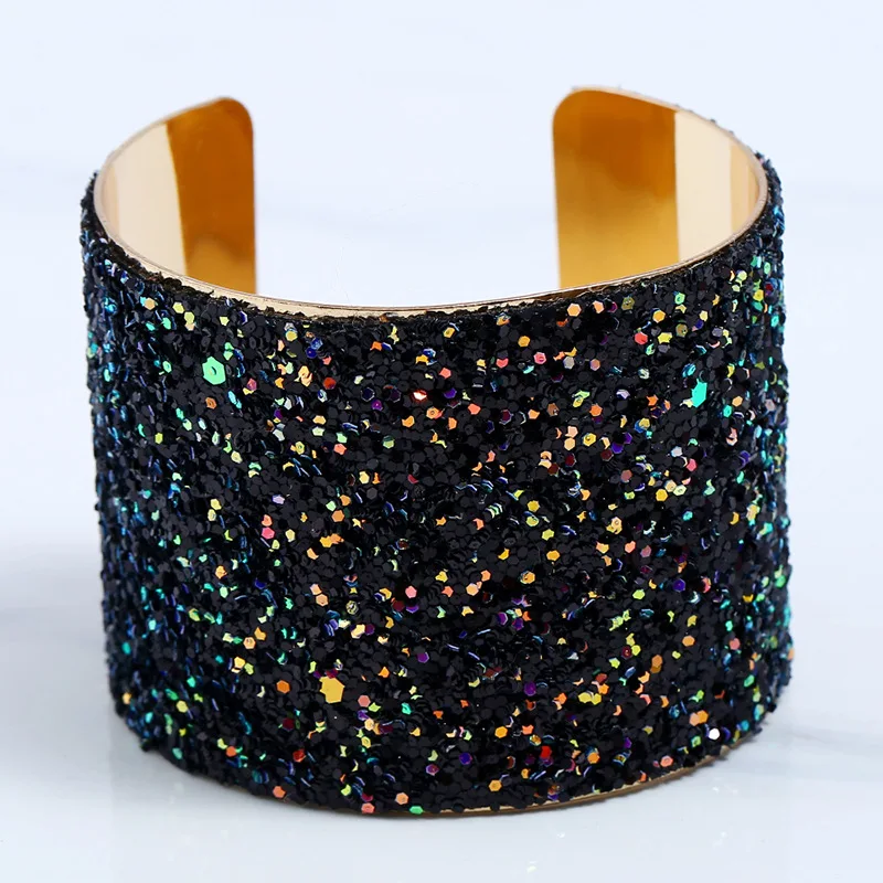 

Classic Druzy Stones Rhinestone Open Bangles For Female Color Women's Wide Cuff Bracelets Factory Price Dropshipping Supplier, Picture