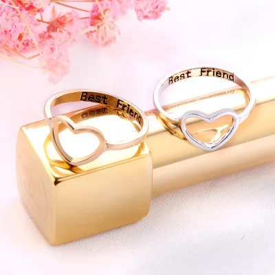 

2020 Trendy Simple Heart Ring Gold Silver Hollow Love Heart Ring For Couple