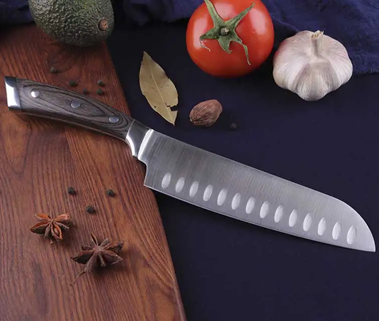 

Low MOQ 7 inch kitchen knife vegetable santoku couteau cuisinecouteau in stock