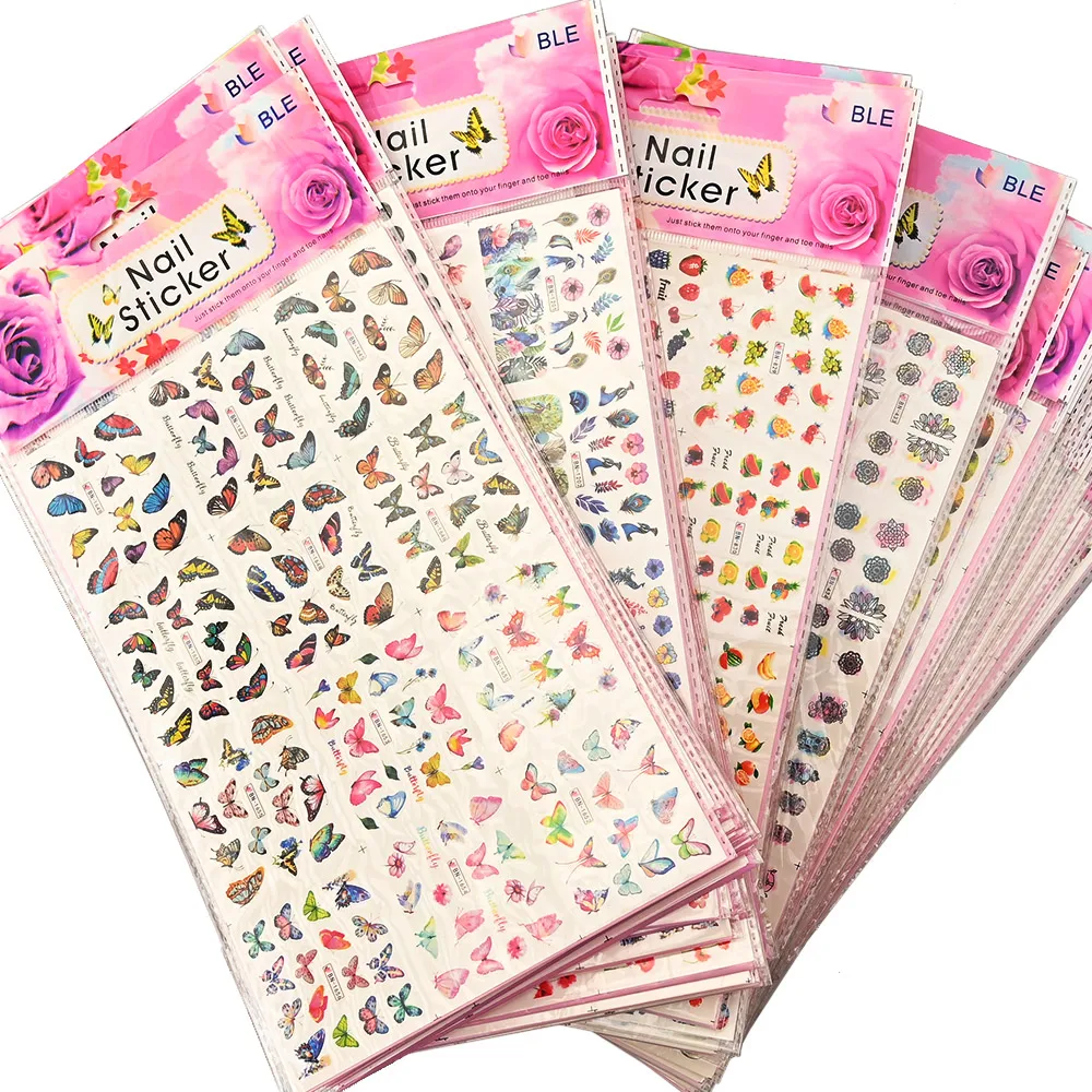 

2022 BN Series Wholesale 12 in1 Nail Sticker Leopard Flower Rose Custom Water Transfer Wraps Decal Nail Supplies