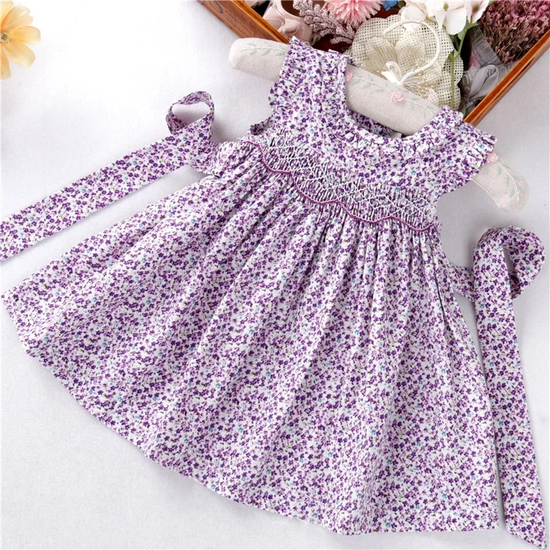 

C203750 baby girl clothes newborn smocked ruffles hand made clothes cotton