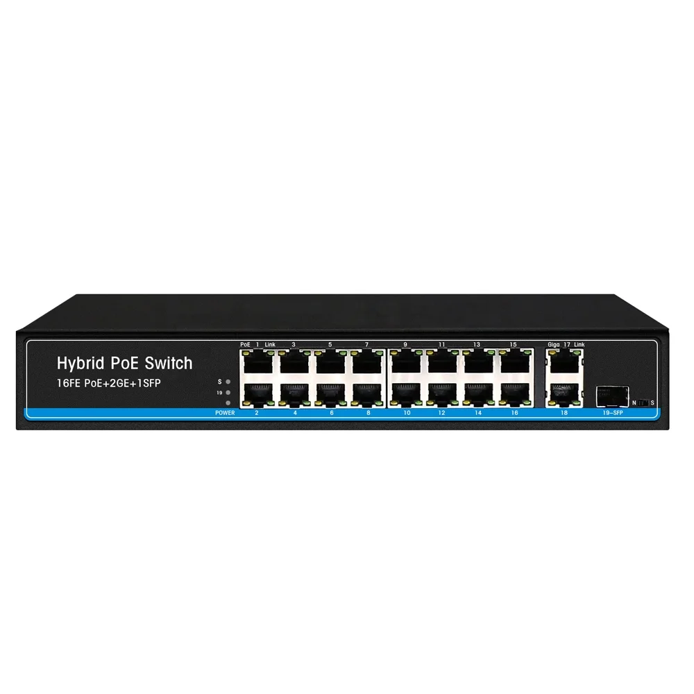 

16*10/100/1000M RJ-45 Ports +2*1000M SFP Ports industrial grade gigabit dlink switch managed 16 port poe network switch