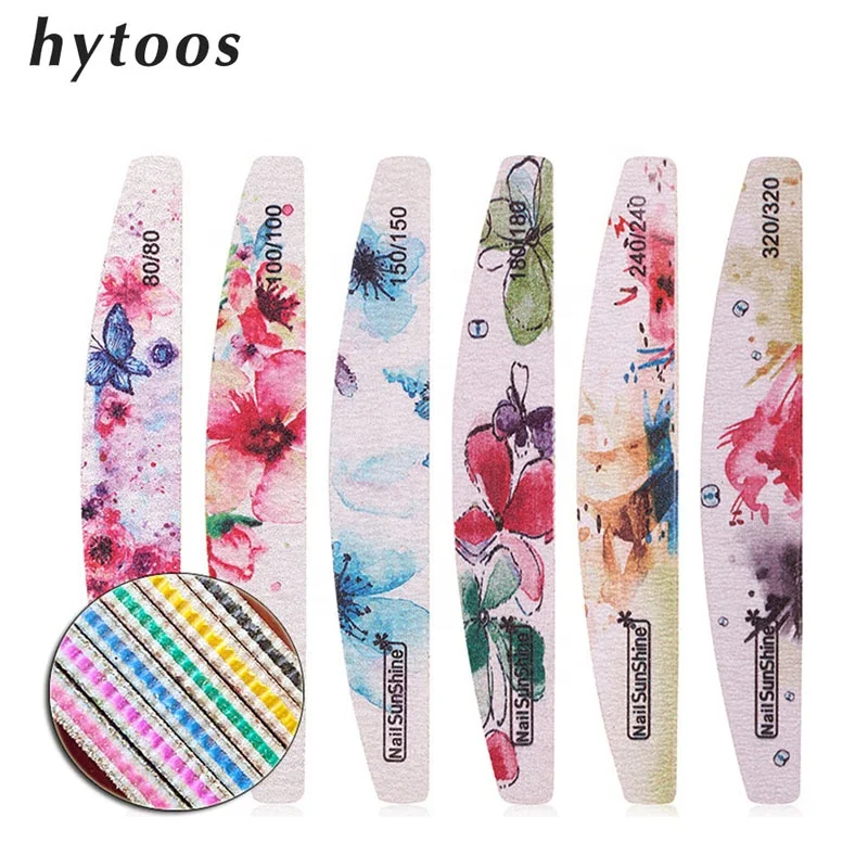 25Pcs/pack Flower Design Washable Nail File Buffing 100/180 EVA Sandpaper Polishing Nail Buffer Manicure File Nail Tools