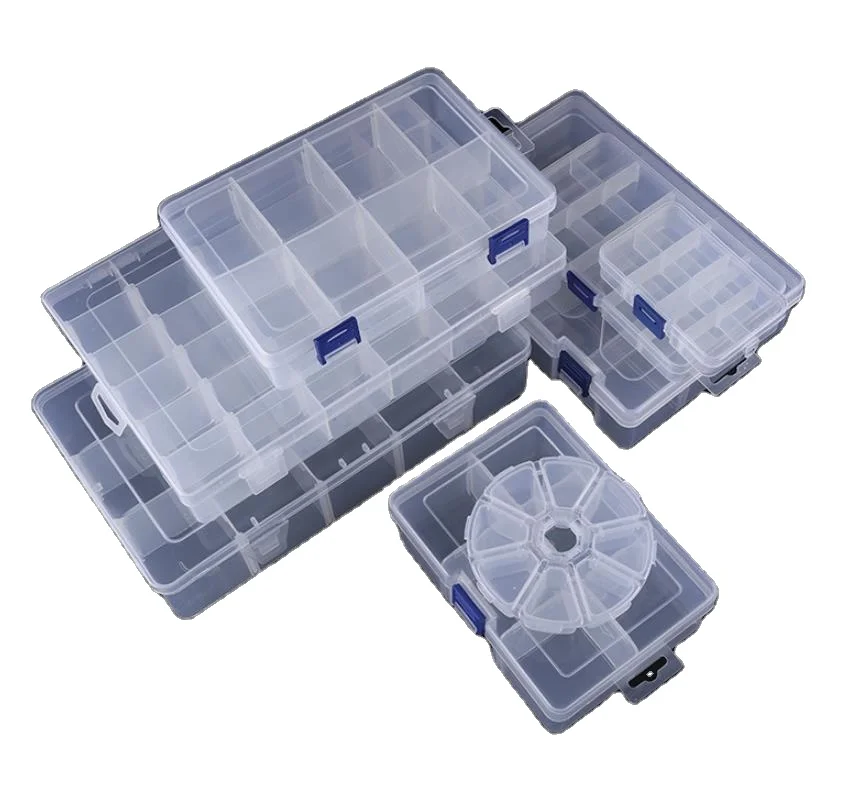

Organizer Box Clear Plastic Adjustable Compartments Storage Container with Removable Dividers for Beads,compartment box, Transparent