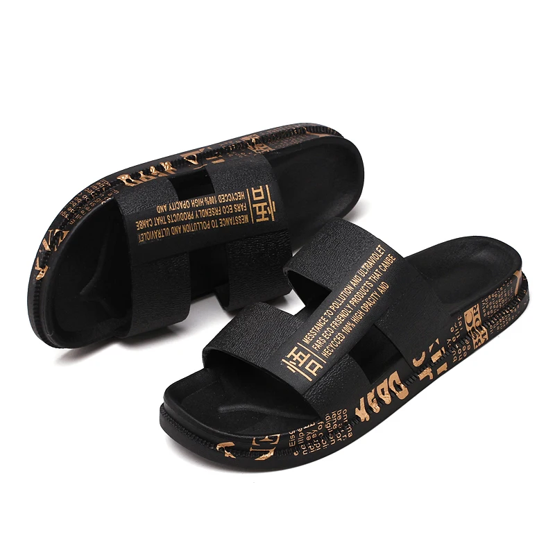 

New China cheap fashion custom outdoor black men's slippers slides sandals