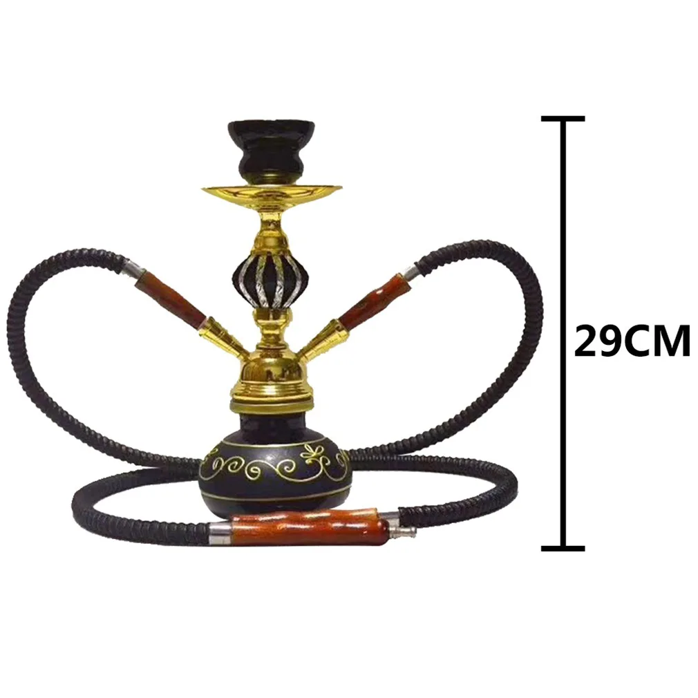 

Nargile Shisha Pipe Double Hose Hookah Set with Ceramic Flavors Bowl Metal Charcoal Tongs,Custom Hookah, Mix colors