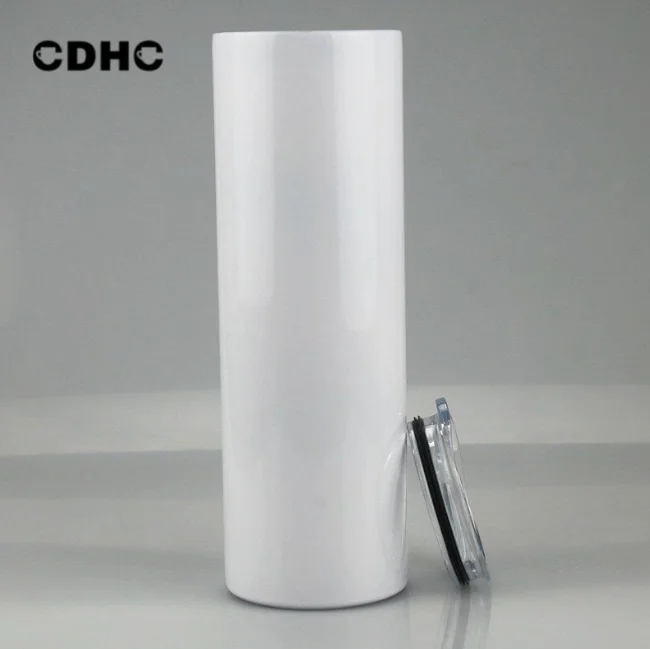 

US in Stock 20oz Double Wall Vacuum Insulated Stainless Steel Straight Sublimation Blanks Skinny Tumbler, White