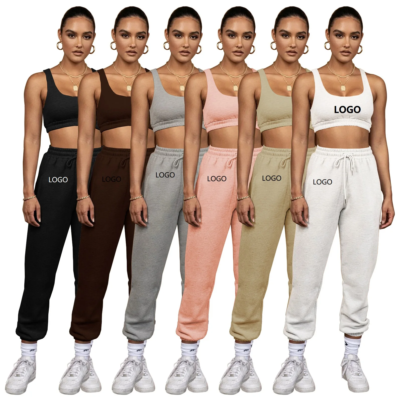 

custom logo S-2XL 2021 Fall autumn women Sweatpants Two Piece Set Women Tracksuit Joggers Suits Women Clothing 2 Piece Pants Set
