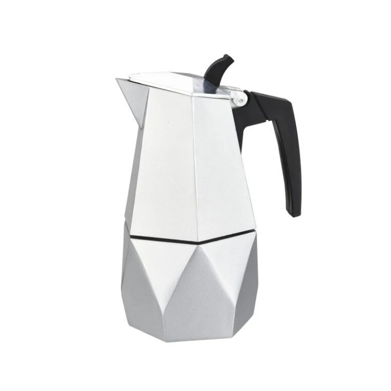 

Customize Printed Logo Aluminium +Stainless Steel Stovetop coffee maker Moka Pot