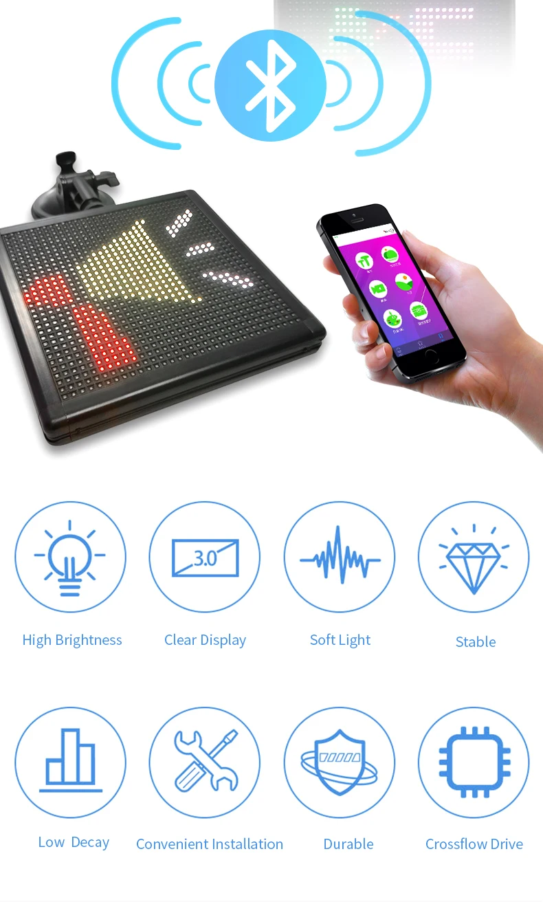 Smart App Control Emoji Car Led Display Screen For Car Rear Window Led Digital Display Car