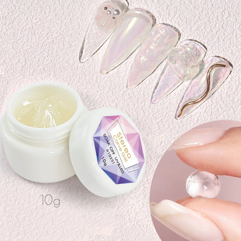 

CANNI 10g nail art VENALISA PVC Soft sold 3d stereo Carve gel Soft Naill Gel Nails Art Glue Carve Model Clear Non Sticky gel, Clear colors