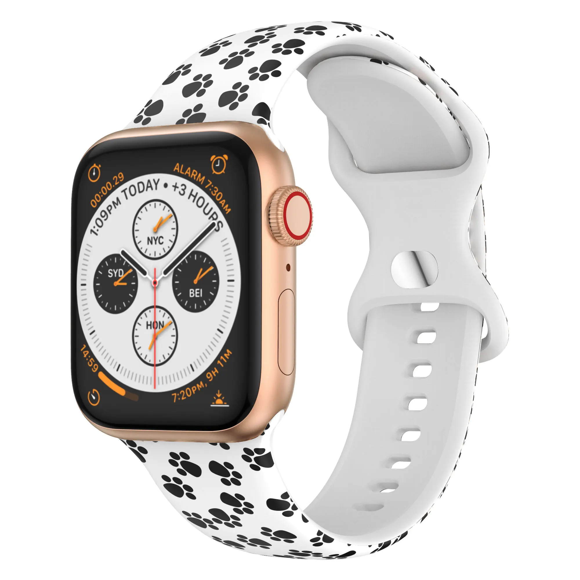 

Eraysun Hot Black Friday Gift Leopard Rubber Strap For Apple i Watch Band Soft Silicone Pattern Printed Luxury Rubber Watch Band