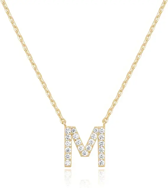 

Wholesale Custom Fine Jewelry 18k Gold Plated Choker Crystal White Cubic Zircon Initial Letter Name Necklace Pendent For Women