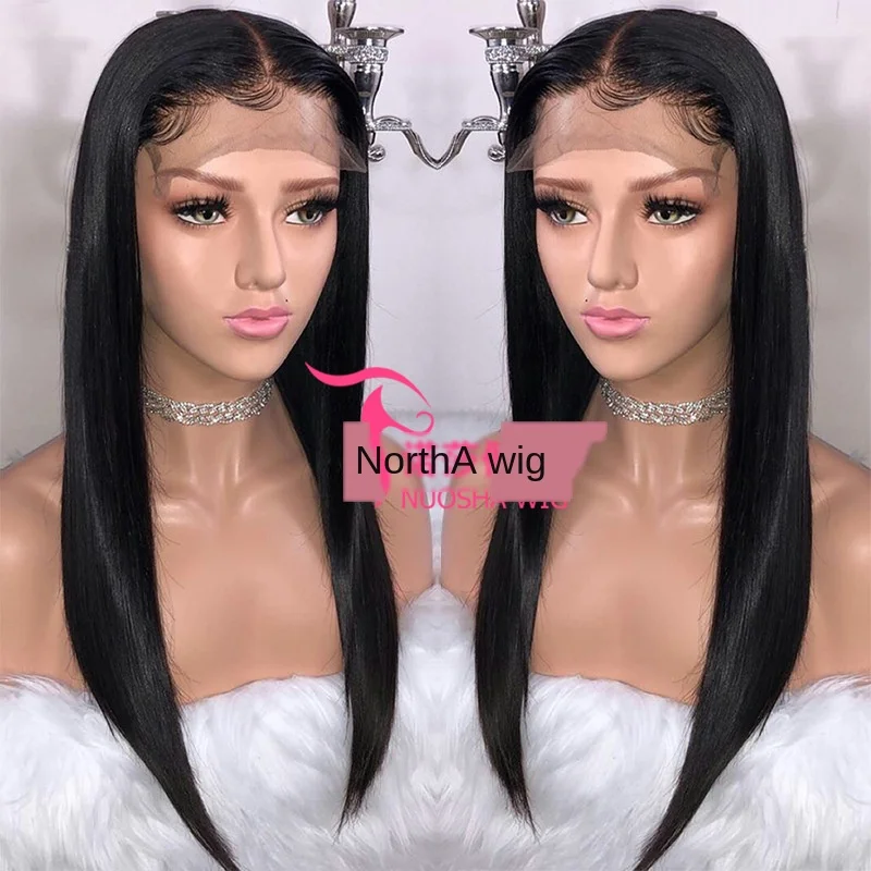 

New Product Women's Front Lace Chemical Fiber Long Straight Hair Wig Sheath Factory in Stock Wholesale