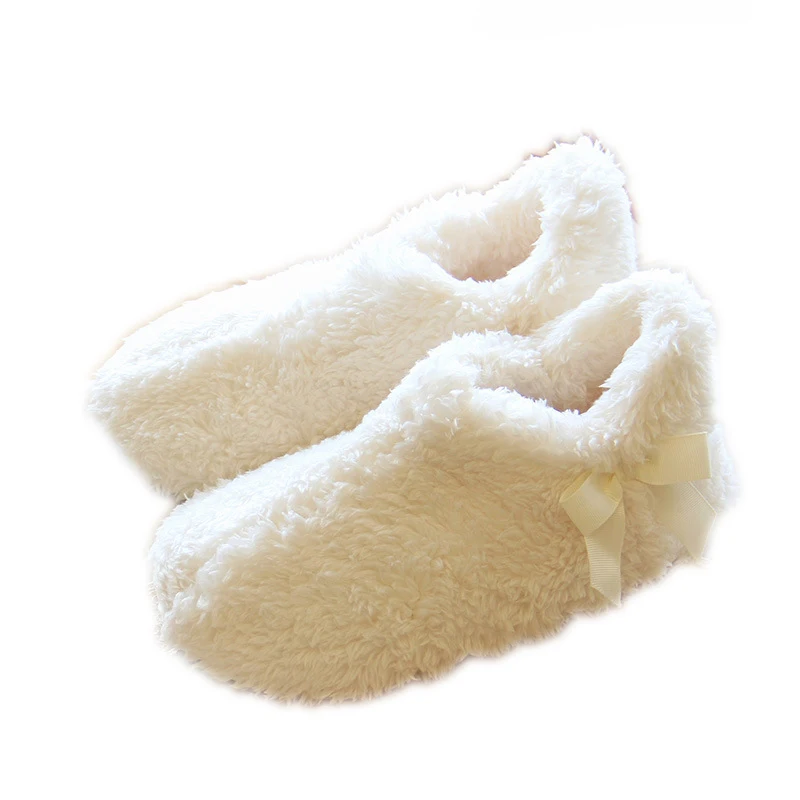 

Winter Korean Simple Soft Cotton Warm Indoor Home Boots Bag heel Lovely Coral Fleece Bread Shoes