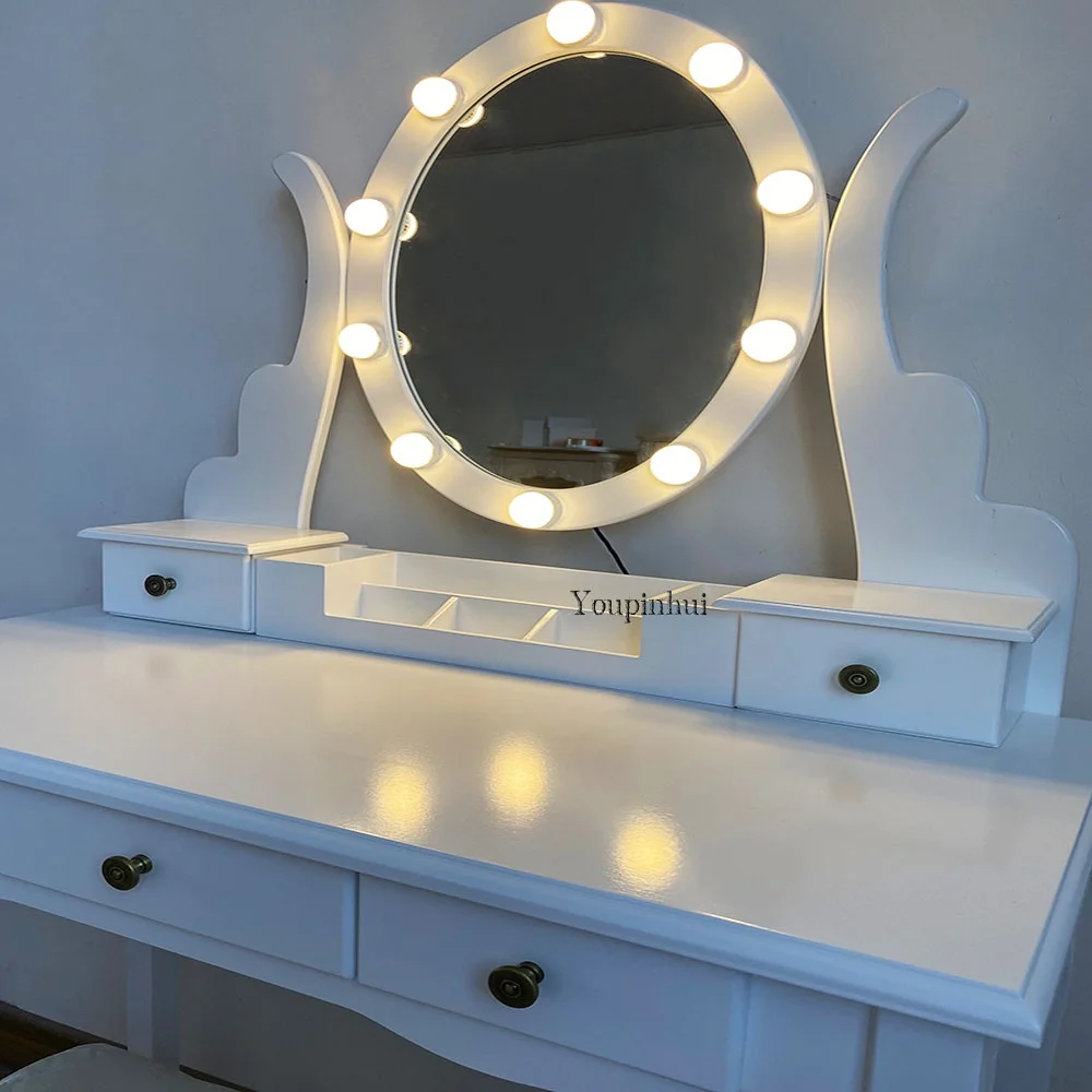 Newest Design Corner Wooden Furniture Vanity Dressing Table With Led