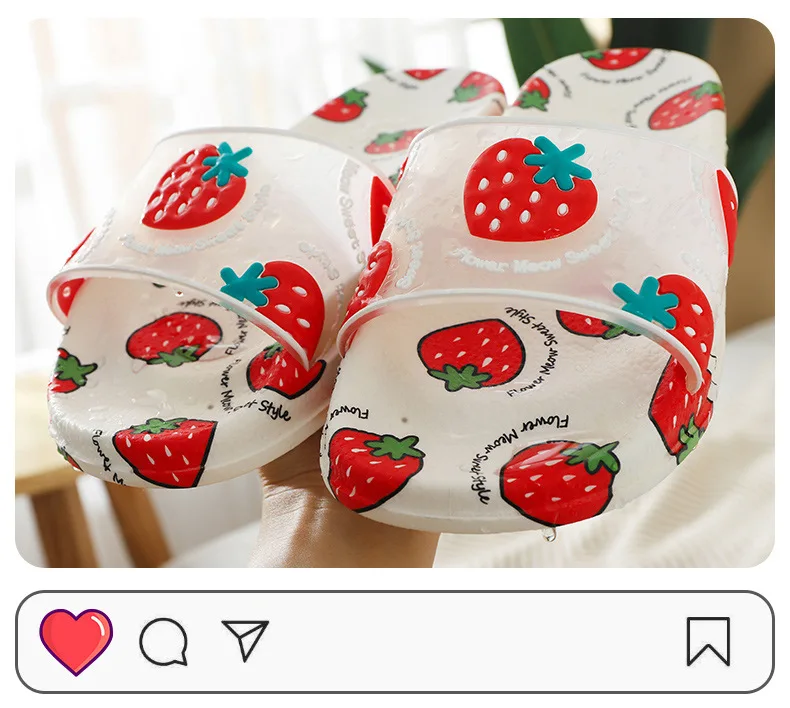 

Lovely home fruit slippers female new transparent indoor and outdoor soft beach shoes home slippers, As picture