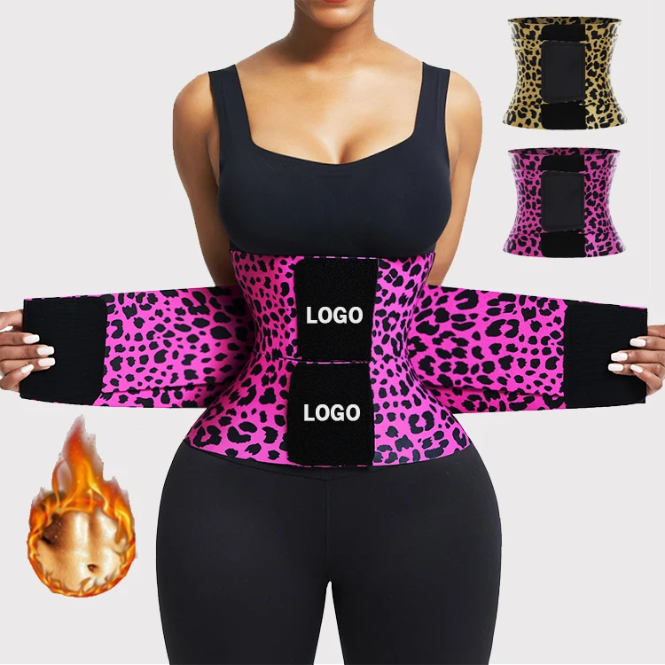

Custom Leopard Printed Private Label Workout Tummy Wrap Waist Trainer Slimming Belt For Women