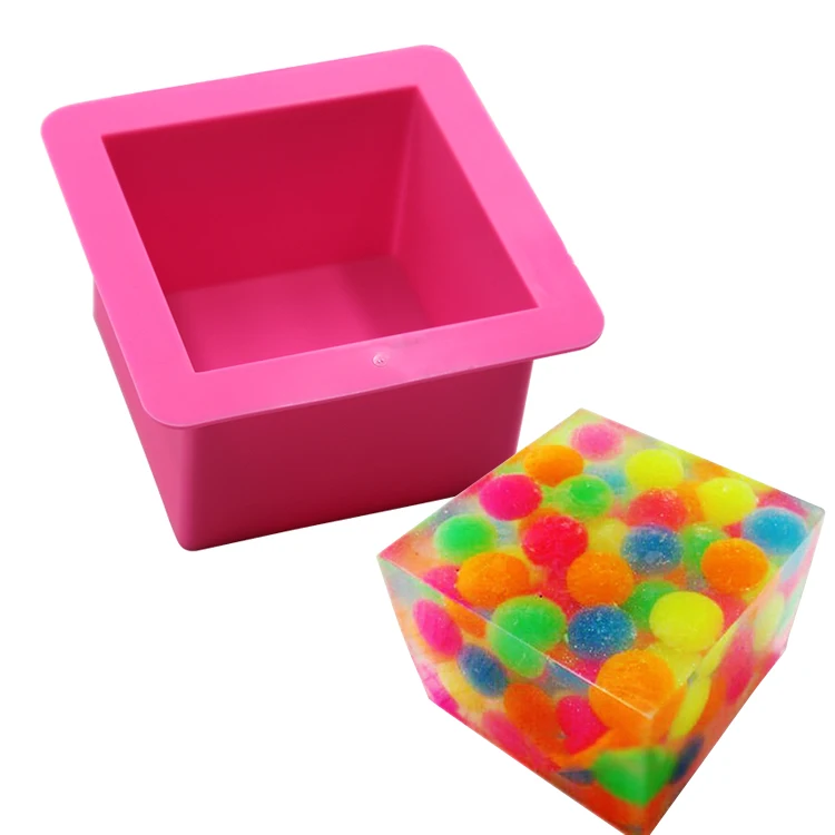 

1 Cavities 500ml Square Handmade Silicone Soap Mold For DIY Decorating Baking Chocolate Cake Soap Mold, Pink