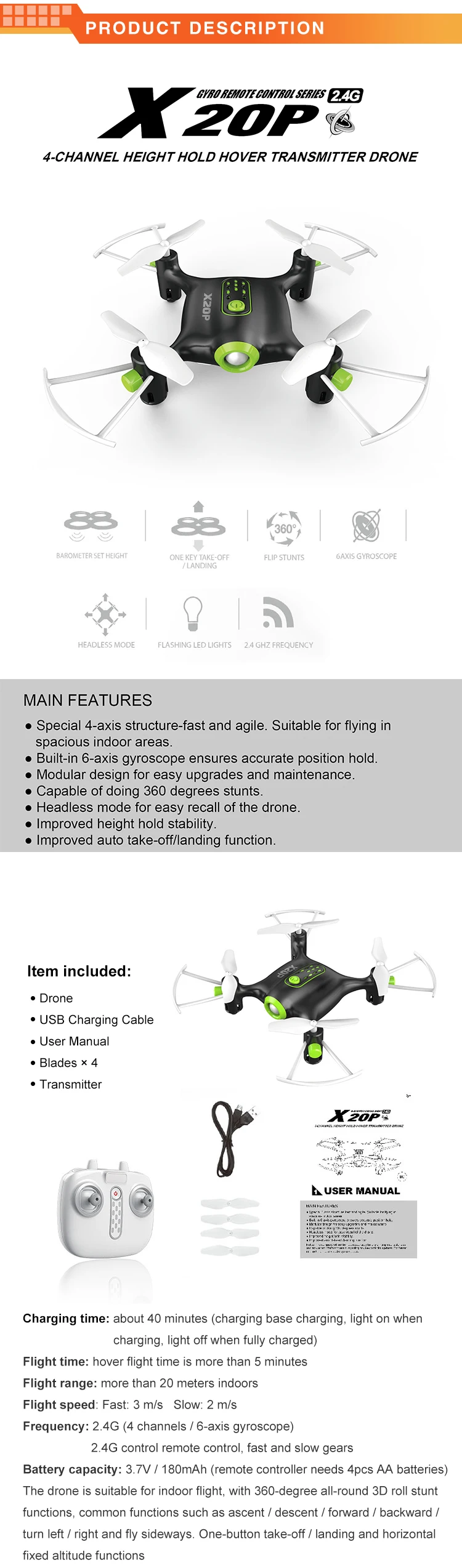 2020 Amazon top sale  Remote Control Aircraft Sensor 2.4g long time quadcopter drone