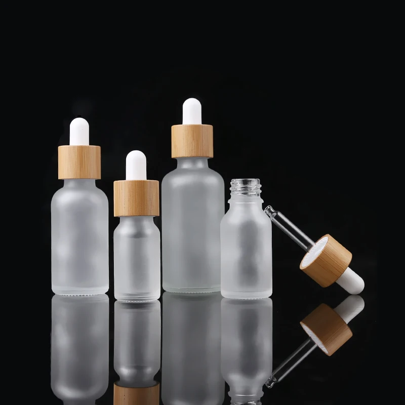 

5ml 10ml 15ml 20ml 30ml 50ml 100ml Frosted Glass Dropper Bottle Bamboo Empty Glass Dropper Essential Oil Bottle With Bamboo Lid